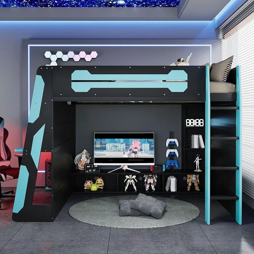 Esports Gaming Bed - Konfigurowalne Duże Drewniane Łóżko Gamingowe ze