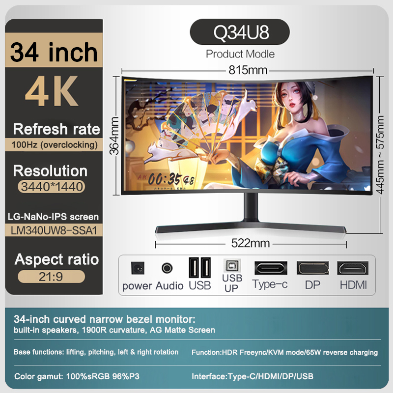 34-calowy panel IPS 4K płaski  – Esports Gaming Monitor recenzja i cena