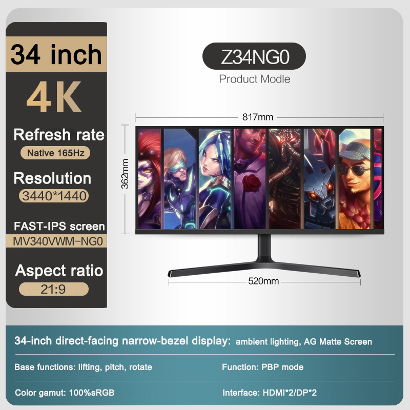 34-calowy panel IPS 4K płaski  – Esports Gaming Monitor recenzja i cena