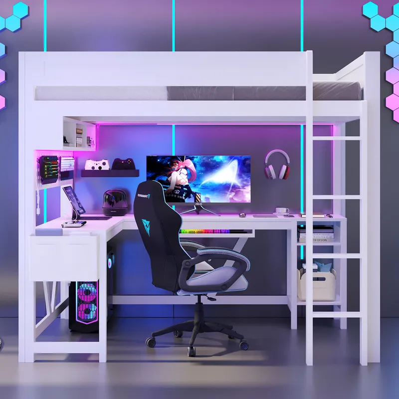 Białe łóżko poddaszowe do gier – Esports Gaming Bed recenzja i cena