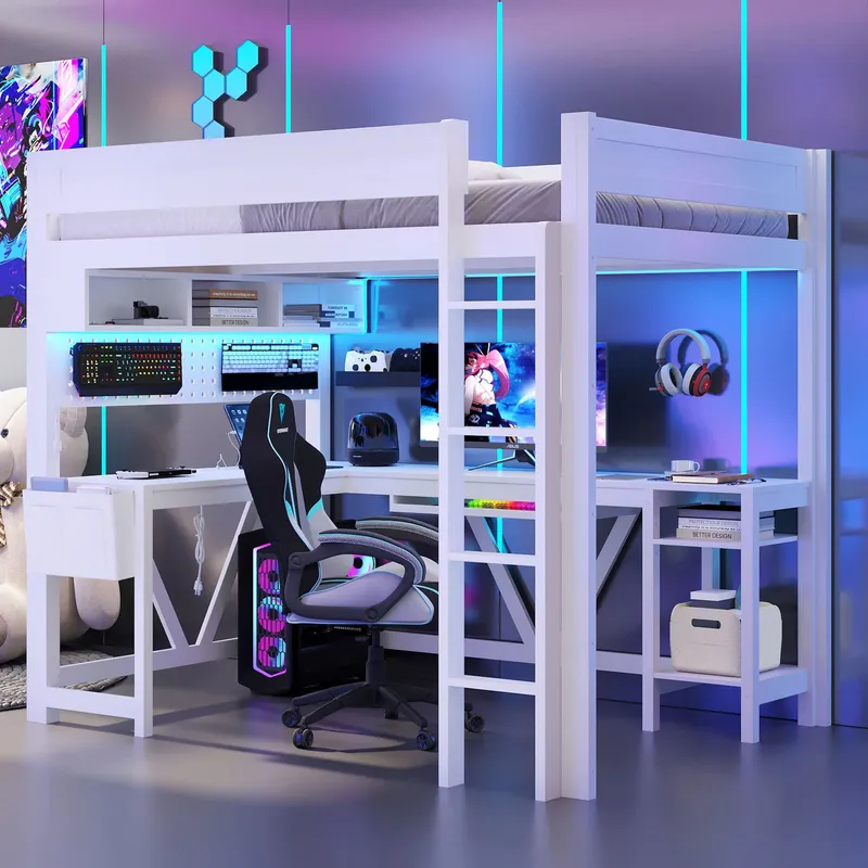 Białe łóżko poddaszowe do gier – Esports Gaming Bed recenzja i cena